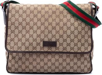Gucci Pre-owned Gucci GG Canvas Web Flap Messenger Bag Unisex LTC3N54PLY6S6U9J