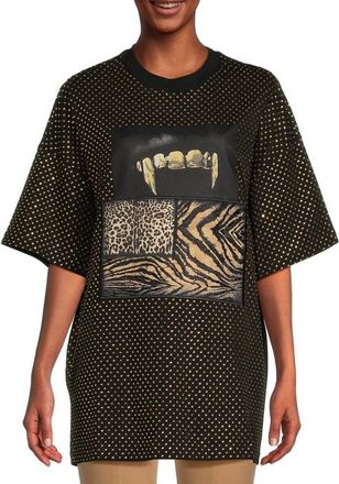 Roberto Cavalli Embellished Oversized Patchwork T-Shirt, Size X-Small