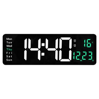 OEM Reloj De Pared De Dise&ntilde;o Minimalista, Con Term&oacute;metro/higr&oacute;metro, Indicador Del D&iacute;a De La Semana, Pantalla Led, Forma Cuadrada, Temporizador De Cuenta 
