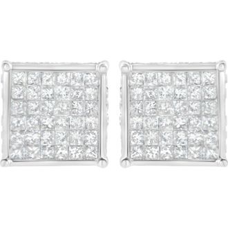 House of Brilliance 10K White Gold 2ct TDW PrincessComposite Diamond Stud Earring at Nordstrom