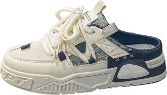 Generic Mens Mesh Outdoor Casual Thick Closed Toe Canvas Half Slippers Mens Casual Shoes Size 15 Wide (Blue, 6.5)