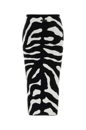 Moschino Womens Embroidered Viscose Blend Skirt Fantasia Nero Exterior: Mohair Gonne