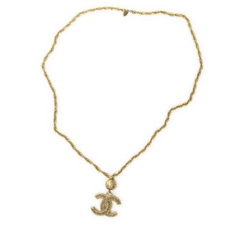 Chanel VintageCC Logo and BallPendantNecklace Ketting