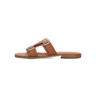 Stefano Lauran Schoenen, Dames, Bruin, 42 EU, Leer, Cognac Leren Zomer Slippers
