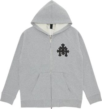 Chrome Hearts Hoodie met rits en patch - Grijs