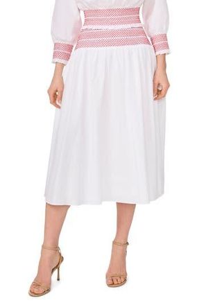 1.State Smocked Waist Midi Skirt in Ultra White at Nordstrom Rack, Size X-Large