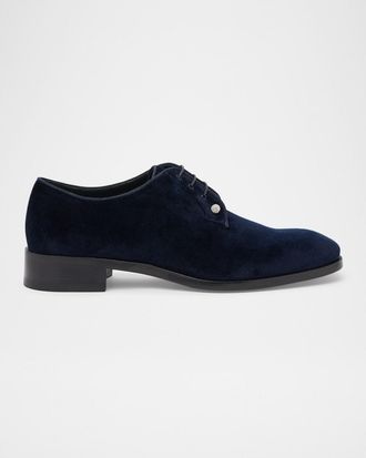 Christian Louboutin Men & apos;s Chambeliss Night Strass Velvet Derby Shoes