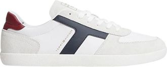 Tommy Jeans Tribeca Leren & Su&egrave;de Skater Sneaker - Heren - Schoenen - Wit - Maat: 44 EU Su&egrave;de
