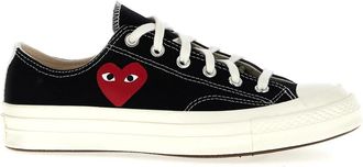 Comme Des Gar&ccedil;ons Small Red Heart Low Top Sneakers - Dames - Sneakers - Zwart - 41 EU - Katoen - Schoenen