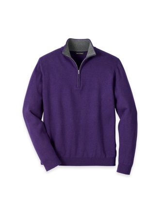 Paul Fredrick Supima Cotton Quarter Zip Mock Neck Sweater