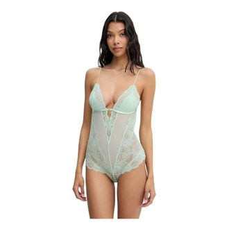 Patrizia Pepe Body in Pizzo Trasparente - - Tops - Donna - Verde - L