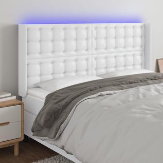 vidaXL Cabecero Con Led Cuero Sint&eacute;tico Blanco 183x16x118/128 Cm Vidaxl