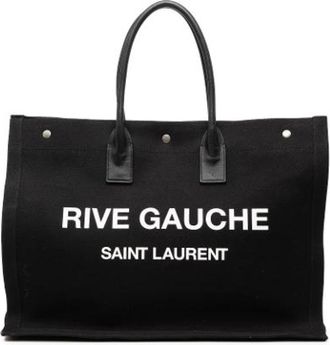Saint Laurent Pre-owned Tote Bags, female, Black, Size: ONE SIZE Pre-owned Canvas Tote