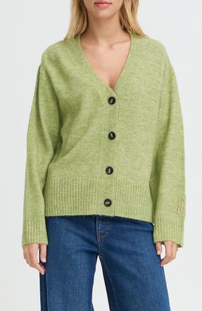 Ichi Ihbaling Button Front Sweater in Iguana Melange at Nordstrom, Size Xx-Large