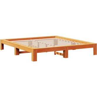 vidaXL Vidaxl - Cama Sin Colch&oacute;n Madera Maciza De Pino Marr&oacute;n Cera 200x200 Cm