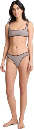 Onia Claire Tricot Bikini Top in Brown/white at Nordstrom, Size X-Large