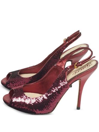 Gucci sequins peep-toe slingbacks sandals - Red