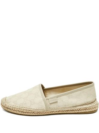 Gucci GG-logo flat-sole espadrilles - women - Canvas/Calf Leather/Canvas/Rubber - 38.5 - Neutrals