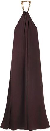 Stella McCartney chain halterneck gown - women - Viscose/Acetate - 42 - Brown