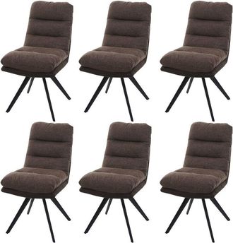 Hhg Hhg - Juego De 6 Sillas De Comedor 847, Silla De Cocina Silla, Giratoria Auto-posici&oacute;n De Tela Mvg, Marr&oacute;n-marr&oacute;n Oscuro