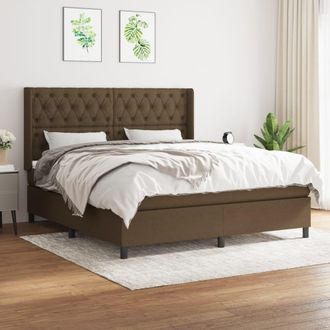 vidaXL Vidaxl - Cama Box Spring Con Colch&oacute;n Tela Marr&oacute;n Oscuro 160x200 Cm