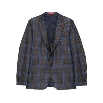 Isaia Blazer a quadri - - Jackets - Uomo - Grigio - 4XL