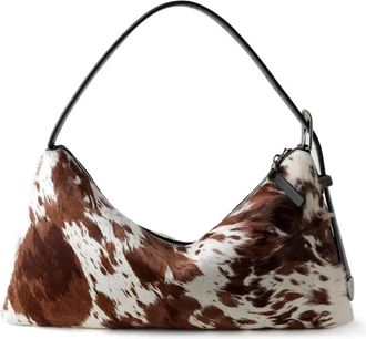 Generic Vintage Leopard Print Fashion Milk-patterned Horsehair Shoulder Bag Genuine Leather Adjustable Zipper(A-Cow long hair)