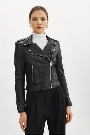 LaMarque Donna | Iconic Leather Biker Jacket in Black at Nordstrom, Size Xx-Small