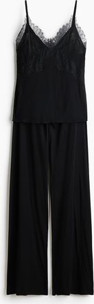 H&M Jerseypyjama mit Spitze - Schwarz