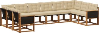 vidaXL Conjunto De Sof&aacute;s De Exterior 10 Uds. Natural Y Beige Vidaxl