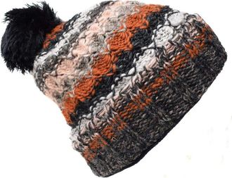 Gheri Woolen Knitted Fleece Lined Pom Pom Bobble Hat I