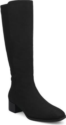 Journee Collection Devri Tall Boots in Black Suede at Nordstrom Rack, Size 12 Regular Calf