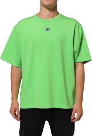 Dolce & Gabbana Mens Green Logo Crew Neck Short Sleeves T-Shirt 16+pa