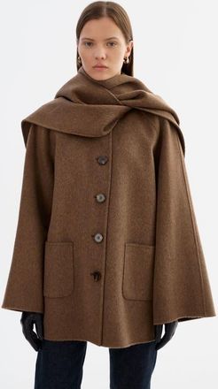 LaMarque ANCA | Wool Scarf Jacket in Heather Brown at Nordstrom, Size Xx-Small