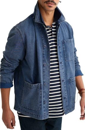 Seasalt Cornwall Tin Stream Denim Work Jacket in Dark Mid Indigo Wash at Nordstrom, Size Xx-Large