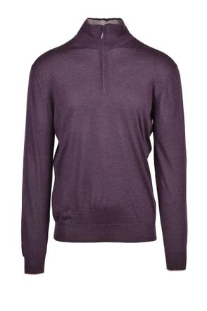 Cruciani High Neck Zip Pullover - Red