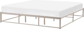 Beliani Cama Industrial Moderno Marco De Metal Doble Listones Incorporados Sin Cabecero 180 X 200 Cm Beige Claro Viry