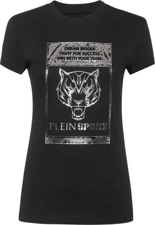 Plein Sport T-shirt Ronde Hals SS Pure Fit Tiger - Dames - Sportshirts - Zwart - S - Katoen - Fitness