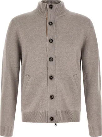 Brioni Beige Cashmere Mens Cardigan