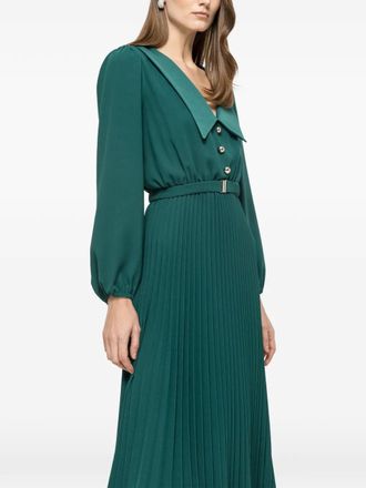 Nissa pleated belted midi dress - women - Polyester - 36 - Green