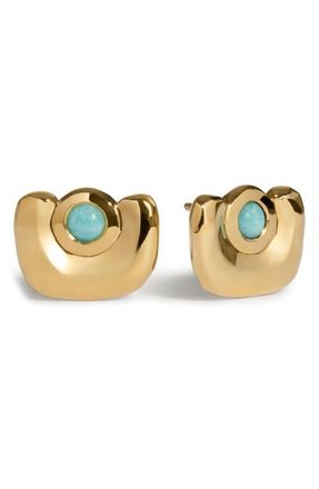 Monica Vinader Amaia Amazonite Stud Earrings in 18K Gold Vermeil/amazonite at Nordstrom