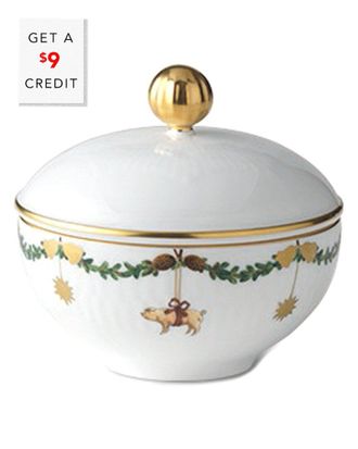ROYAL COPENHAGEN Star Fluted Christmas Sugar Bowlwith $9 Credit