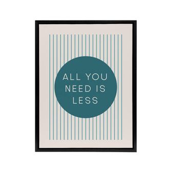 Artery8 All You Need Is Less Circle Stripes Teal Simple Framed Canvas Art in Blue | Size: W24 x H32