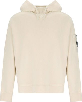 C.P. Company FELPA CON CAPPUCCIO DIAGONAL FLEECE BOXY PANNA C.P. COMPANY