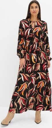 Bonprix Maxikleid BONPRIX Maxikleid aus reiner Viskose, Damen, Gr. 36, N-Gr, schwarz (schwarz floral), Obermaterial: 100% Viskose, ausgestellt, Kleider Maxikl