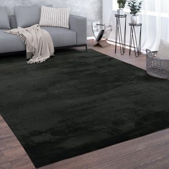 Paco Home Paco Home Alfombra Sal&oacute;n Pelo Corto Lavable Monocolor Moderna Suave Negras 200 Cm Cuadrado