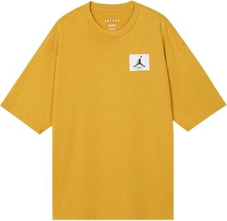 Nike Jordan Mens Air Jordan FW22 Logo Label Loose Round Neck Short Sleeve Yellow T-Shirt DZ0605-712