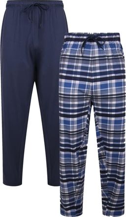 KAM Jeanswear Mens Twin Pack Lounge Wear Pants Plain Check Pockets Navy 6XL 872 (KBS 872)