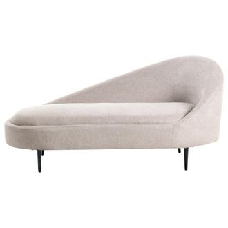 Beliani Chaise Longue Tapicer&iacute;a De Tela De Poli&eacute;ster Patas De Metal Dise&ntilde;o Moderno Gris Pardo Derecho Valreas
