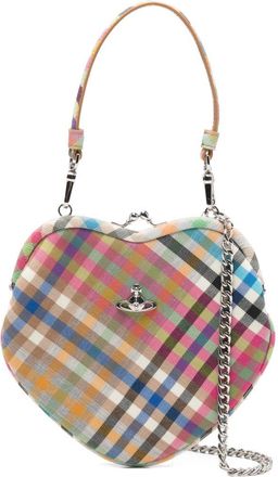 Vivienne Westwood Heart-Shaped Handbag With Multicolor Plaid Design